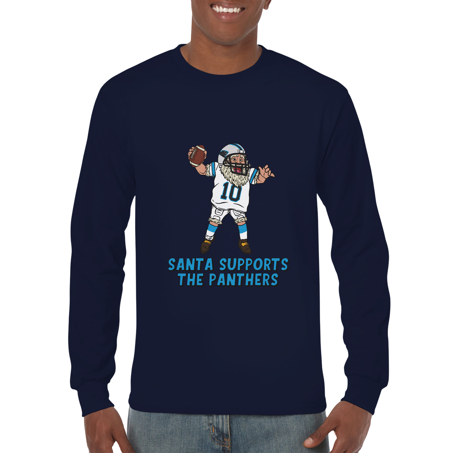 Carolina Panthers Unisex Longsleeve Santa T-shirt