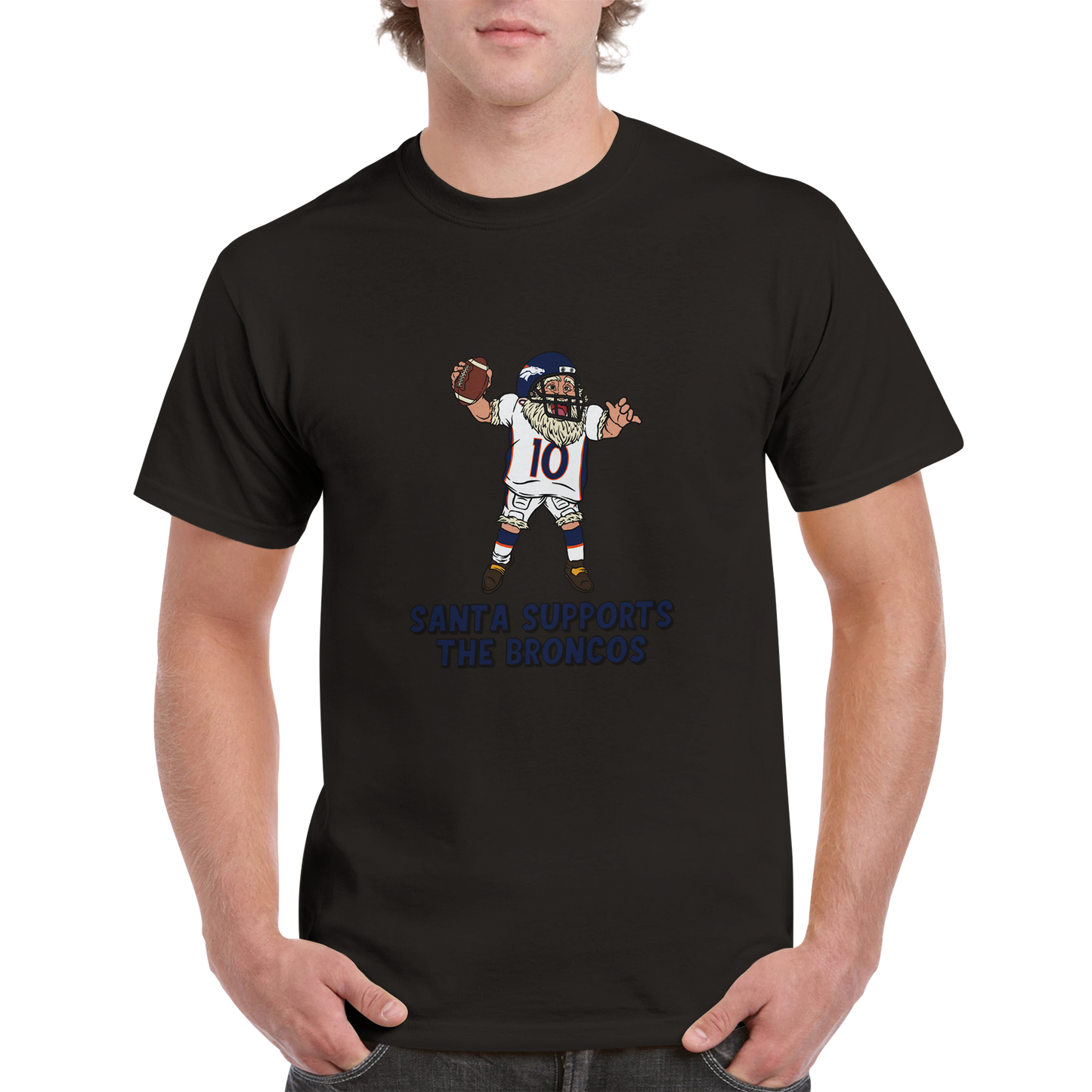 Denver Broncos Unisex Crewneck Santa T-shirt