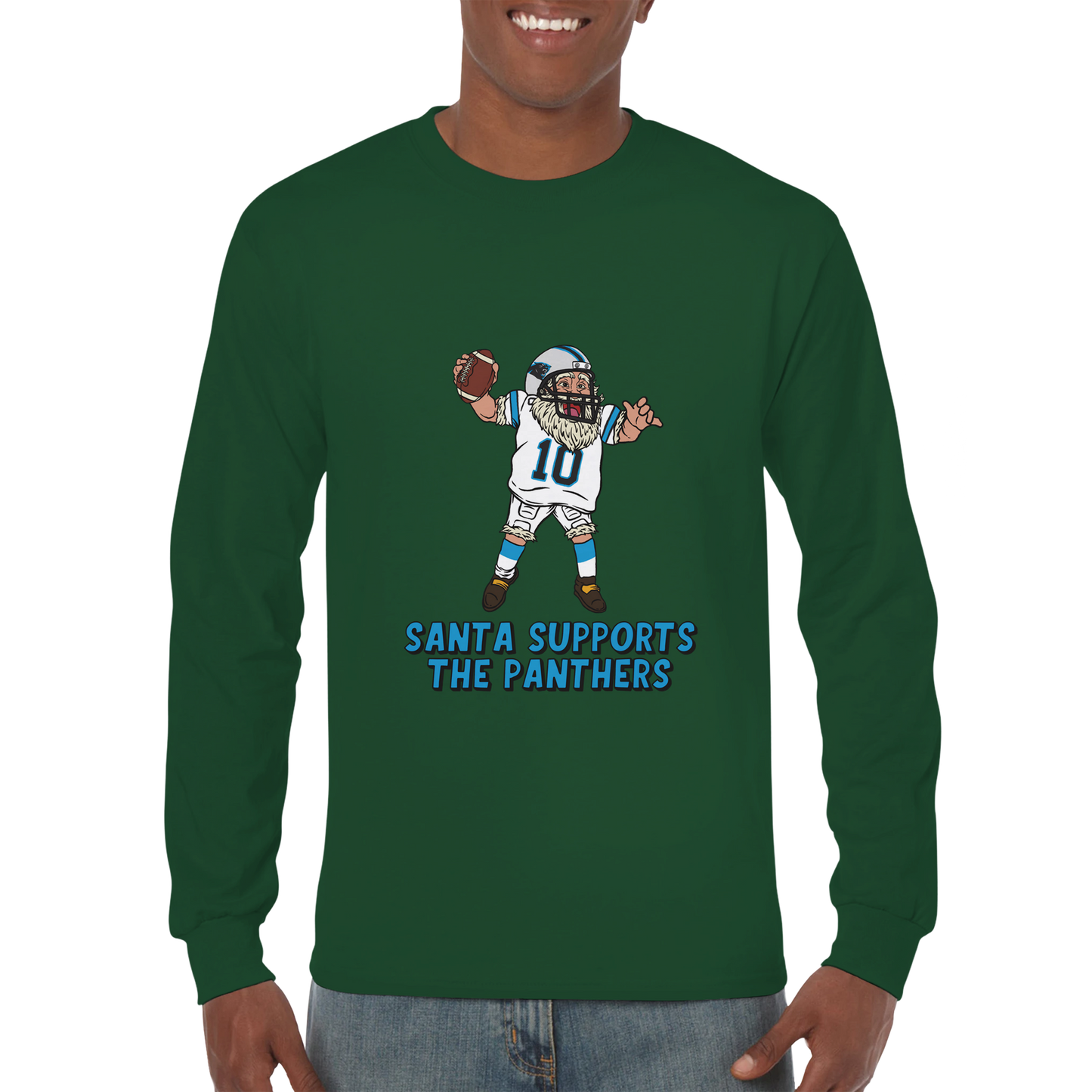 Carolina Panthers Unisex Longsleeve Santa T-shirt