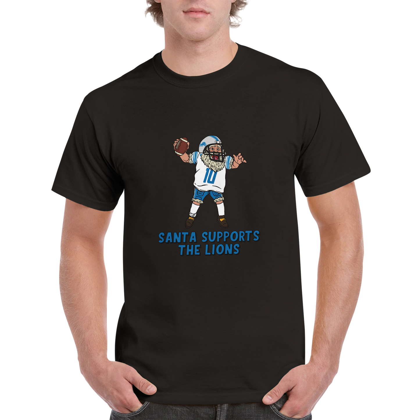 Detroit Lions Unisex Crewneck Santa T-shirt