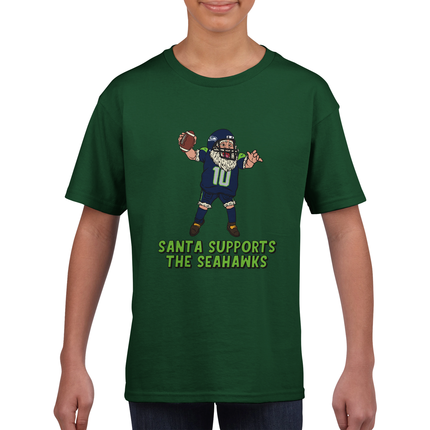 Seattle Seahawks Kids Crewneck Santa T-shirt