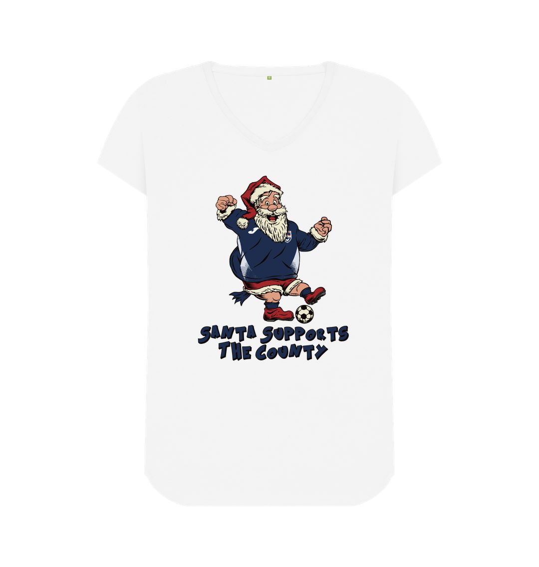 White Ross County Women's V-neck Santa T-shirt