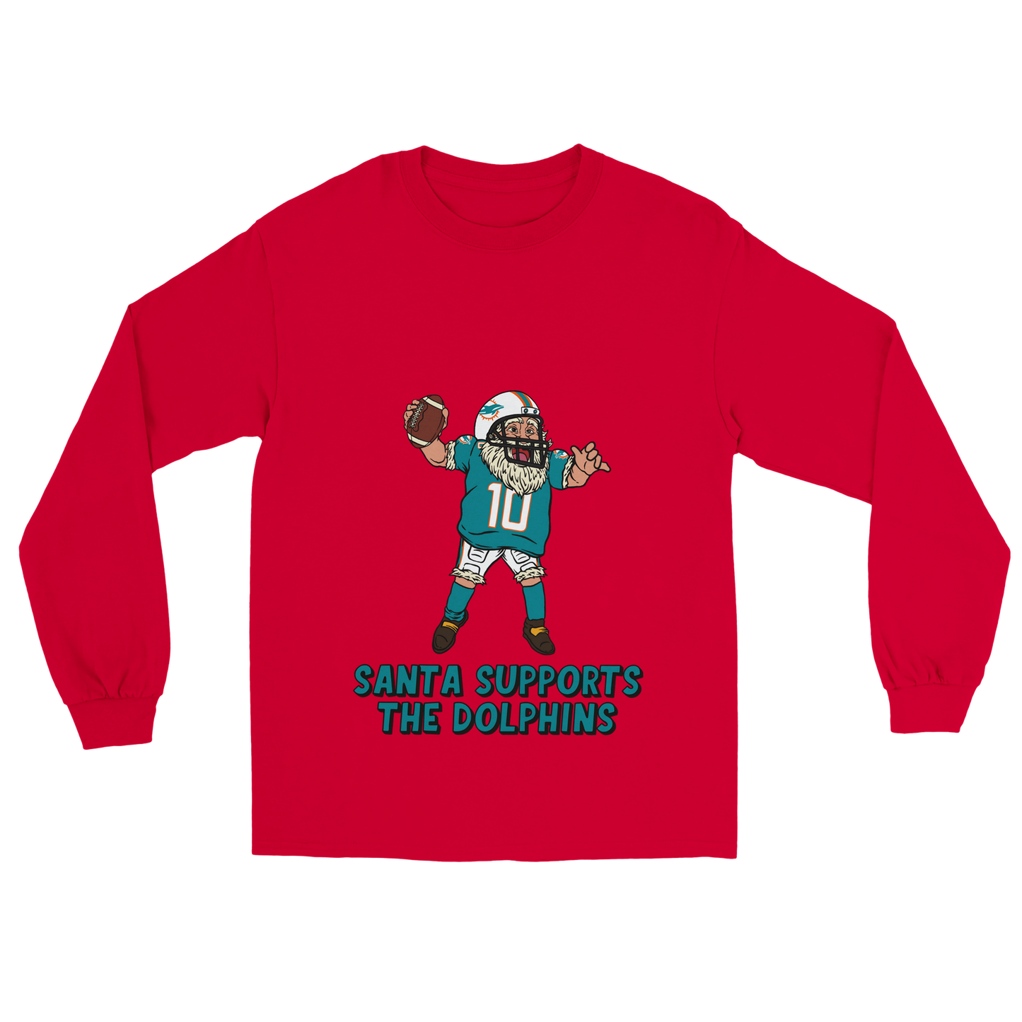 Miami Dolphins Unisex Longsleeve Santa T-shirt