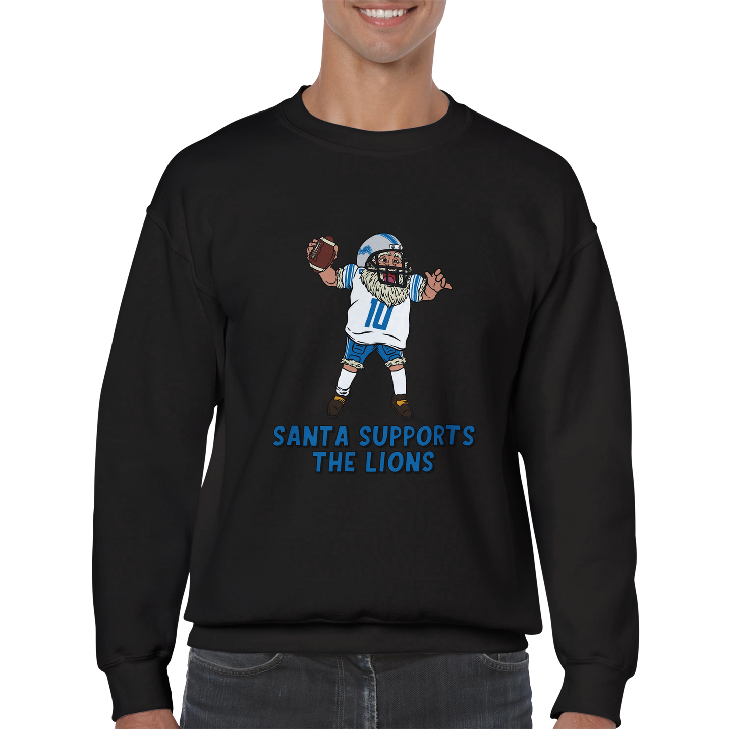 Detroit Lions Unisex Crewneck Santa Sweatshirt