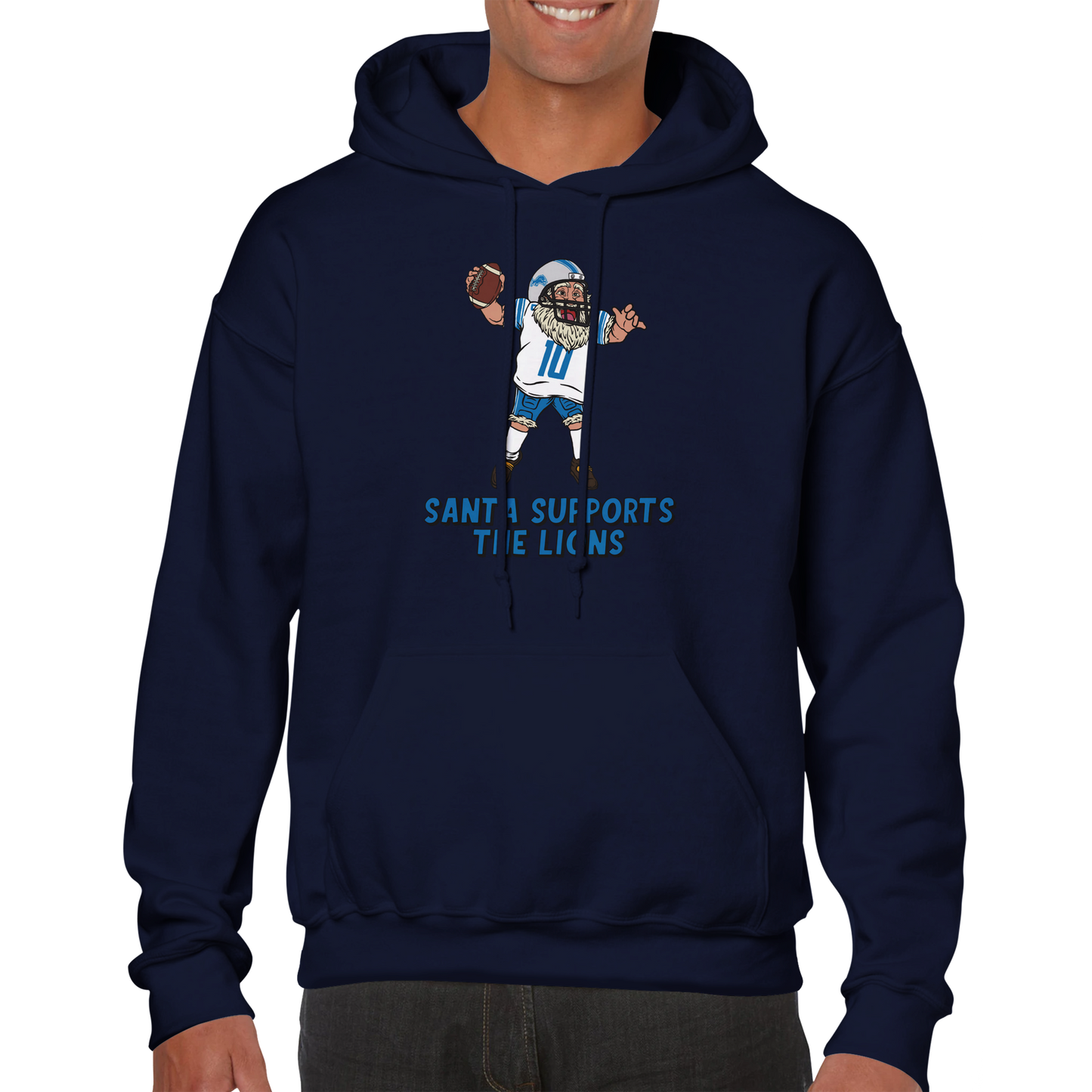 Detroit Lions Unisex Pullover Santa Hoodie