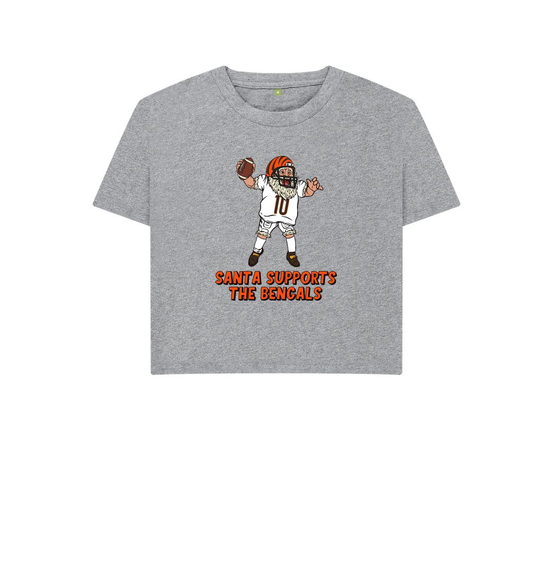 Athletic Grey Cincinnati Bengals Women's Boxy Santa T-shirt