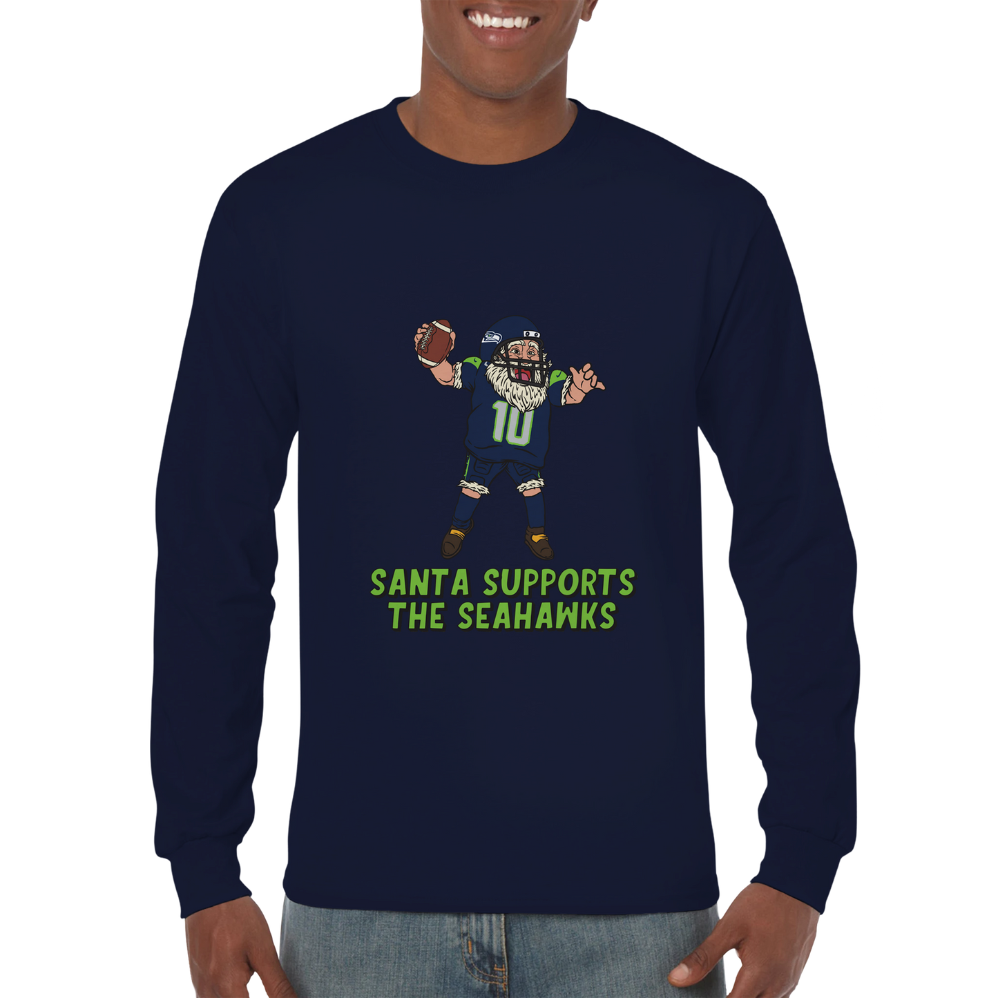 Seattle Seahawks Unisex Longsleeve Santa T-shirt