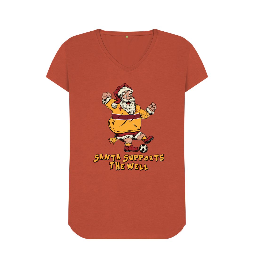 Rust Motherwell Women's V-neck Santa T-shirt