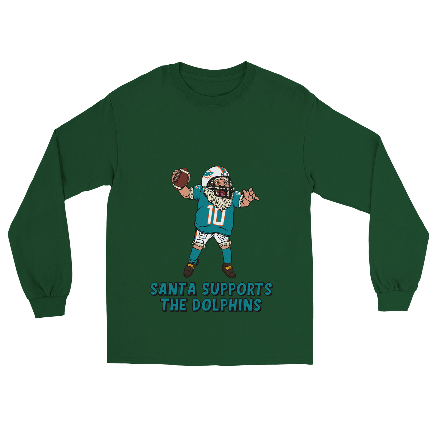 Miami Dolphins Unisex Longsleeve Santa T-shirt