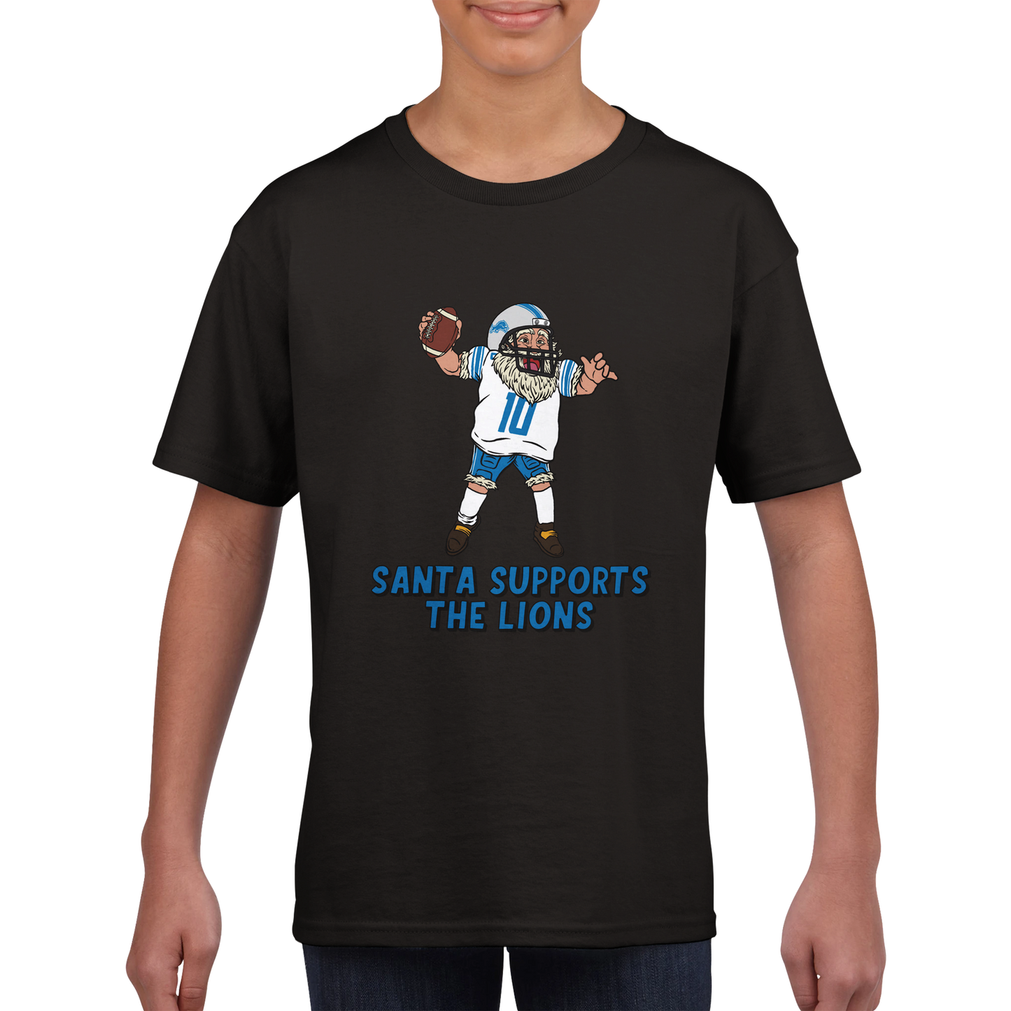 Detroit Lions Kids Crewneck Santa T-shirt