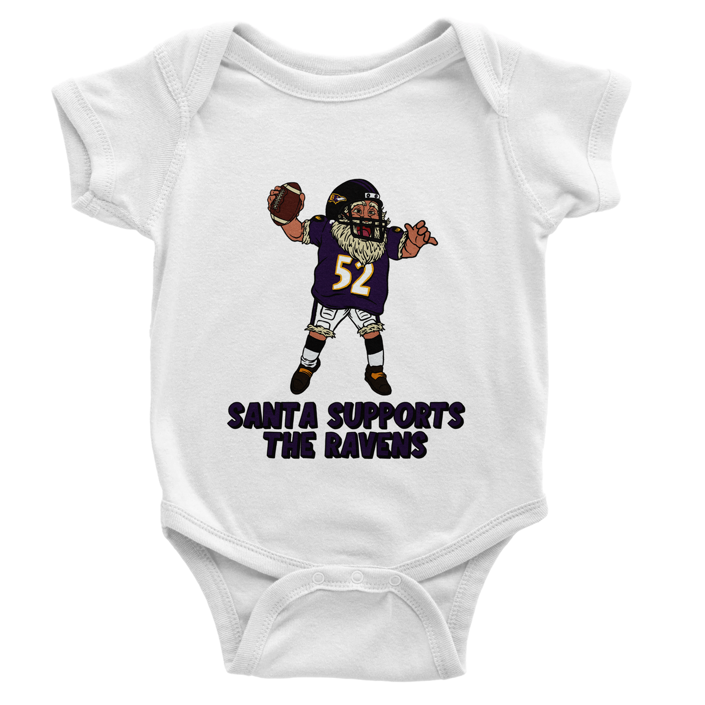 Baltimore Ravens Baby Short Sleeve Santa Bodysuit