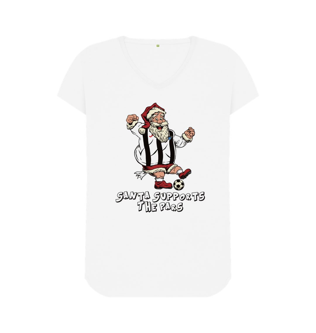 White Dunfermline Women's Santa V-neck T-shirt