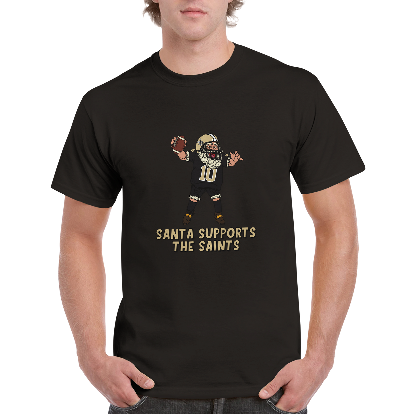 New Orleans Saints Unisex Crewneck Santa T-shirt