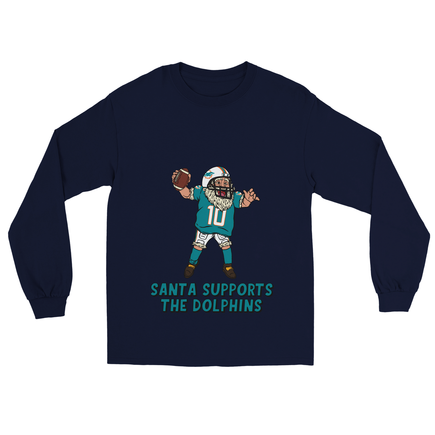 Miami Dolphins Unisex Longsleeve Santa T-shirt