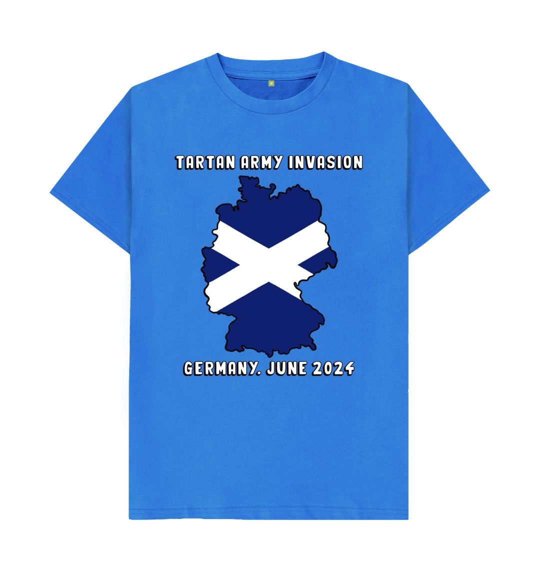 Bright Blue Scotland Euro 2024 Tartan Army Invasion T-shirt