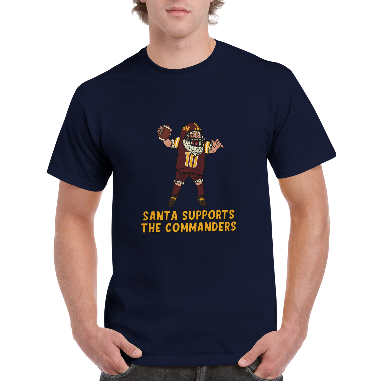 Washington Commanders Unisex Crewneck Santa T-shirt