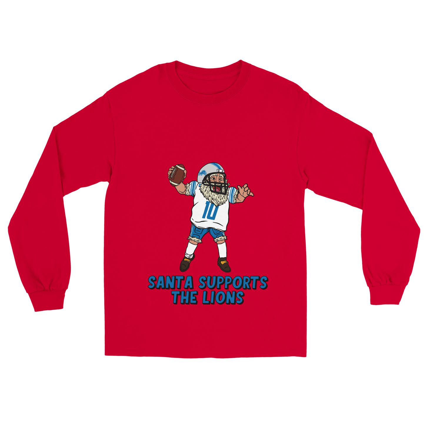 Detroit Lions Unisex Longsleeve Santa T-shirt