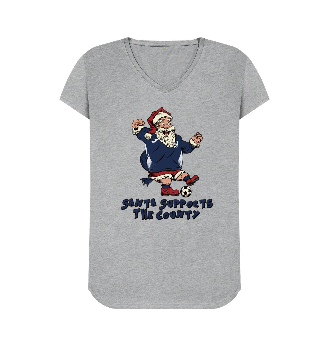 Athletic Grey Ross County Women's V-neck Santa T-shirt