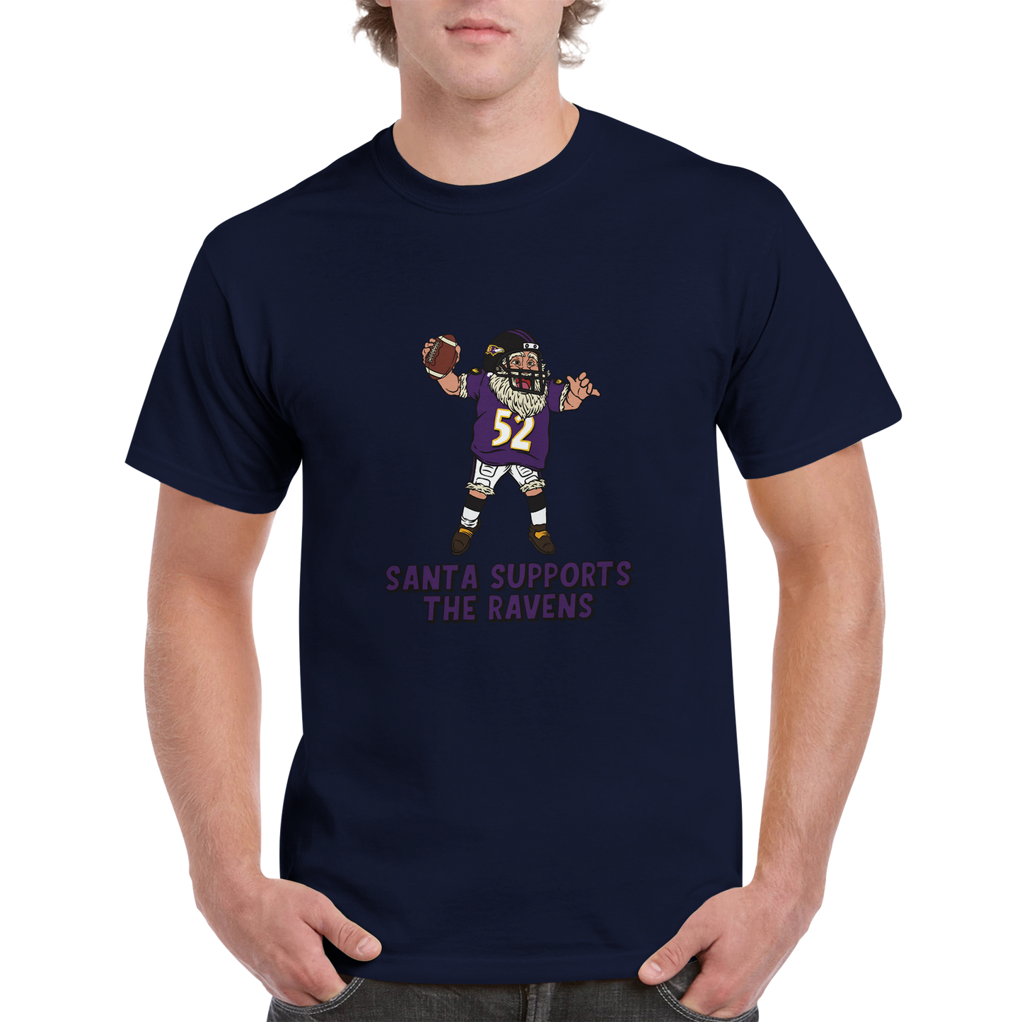 Baltimore Ravens Unisex Crewneck Santa T-shirt