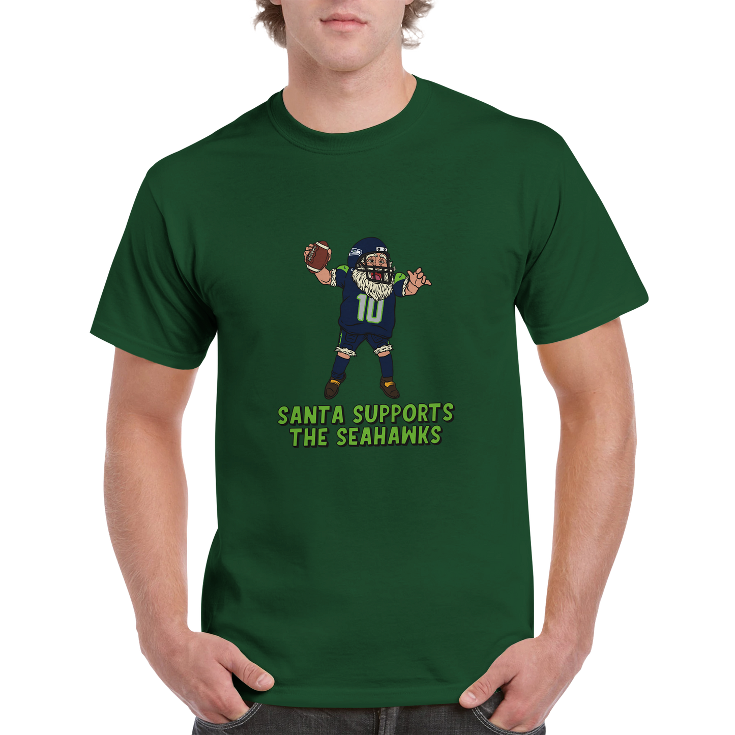 Seattle Seahawks Unisex Crewneck Santa T-shirt