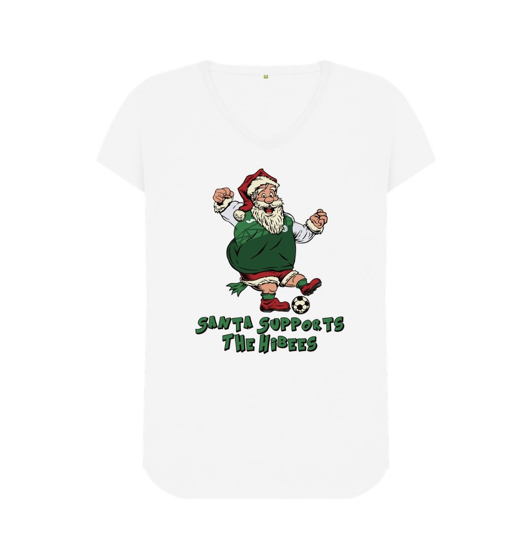 White Hibernian Women's V-neck Santa T-shirt