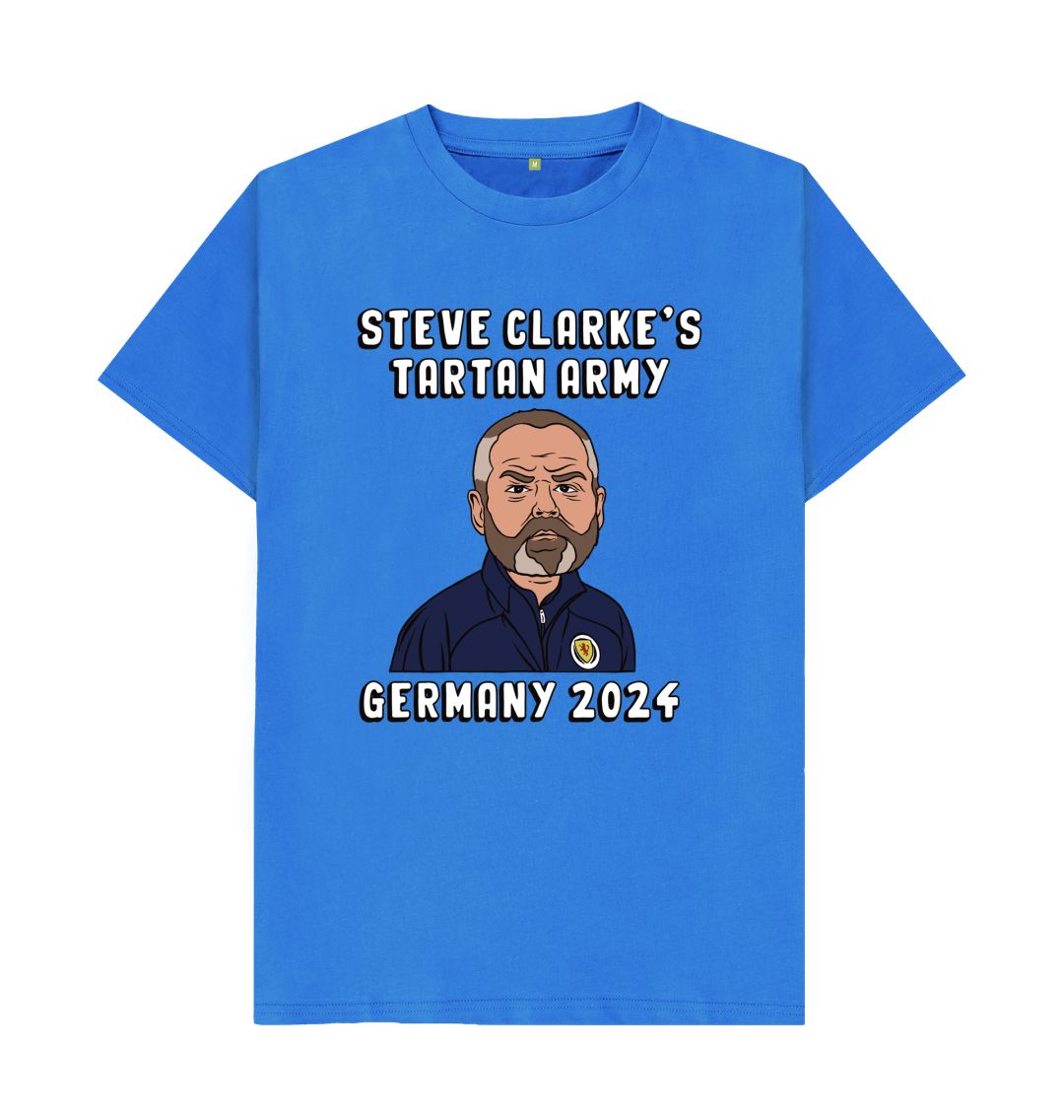 Bright Blue Scotland Euro 2024 Steve Clarke's Tartan Army Navy T-shirt