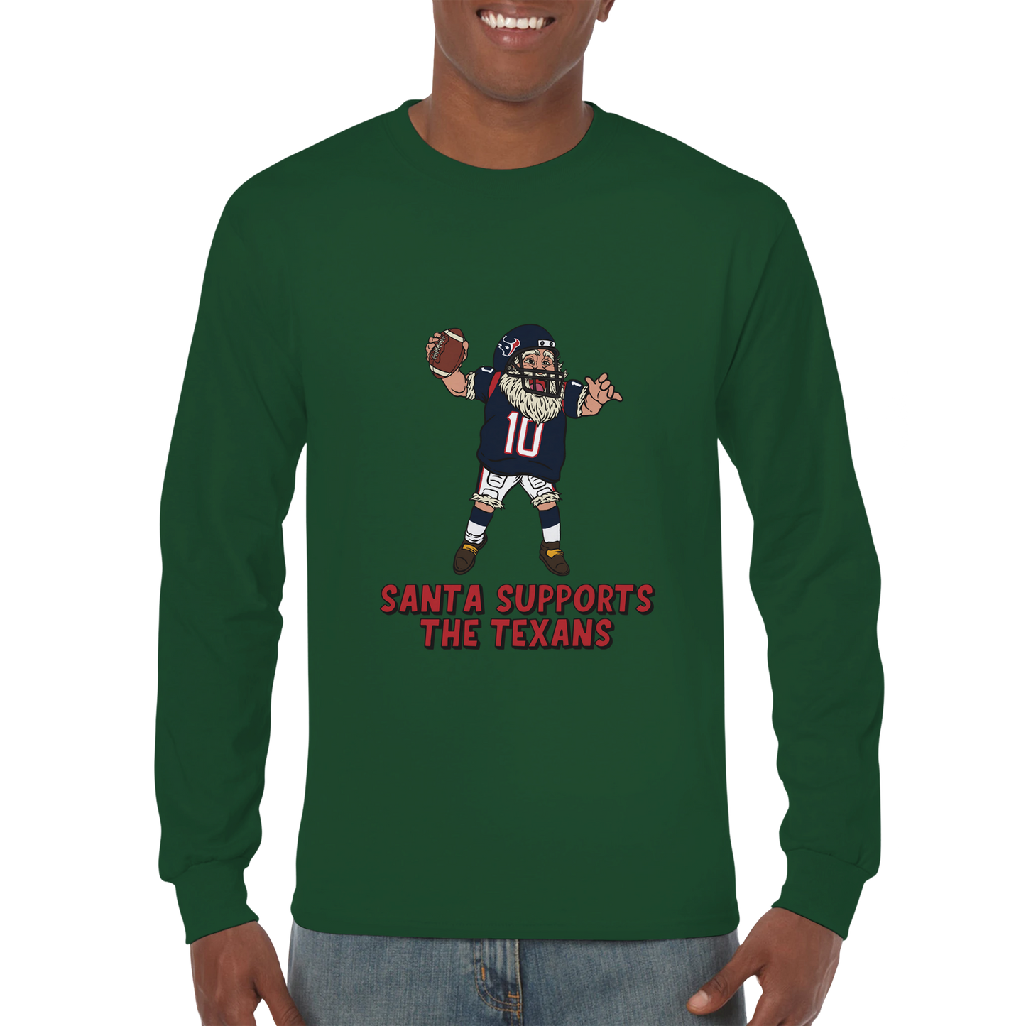 Houston Texans Unisex Longsleeve Santa T-shirt