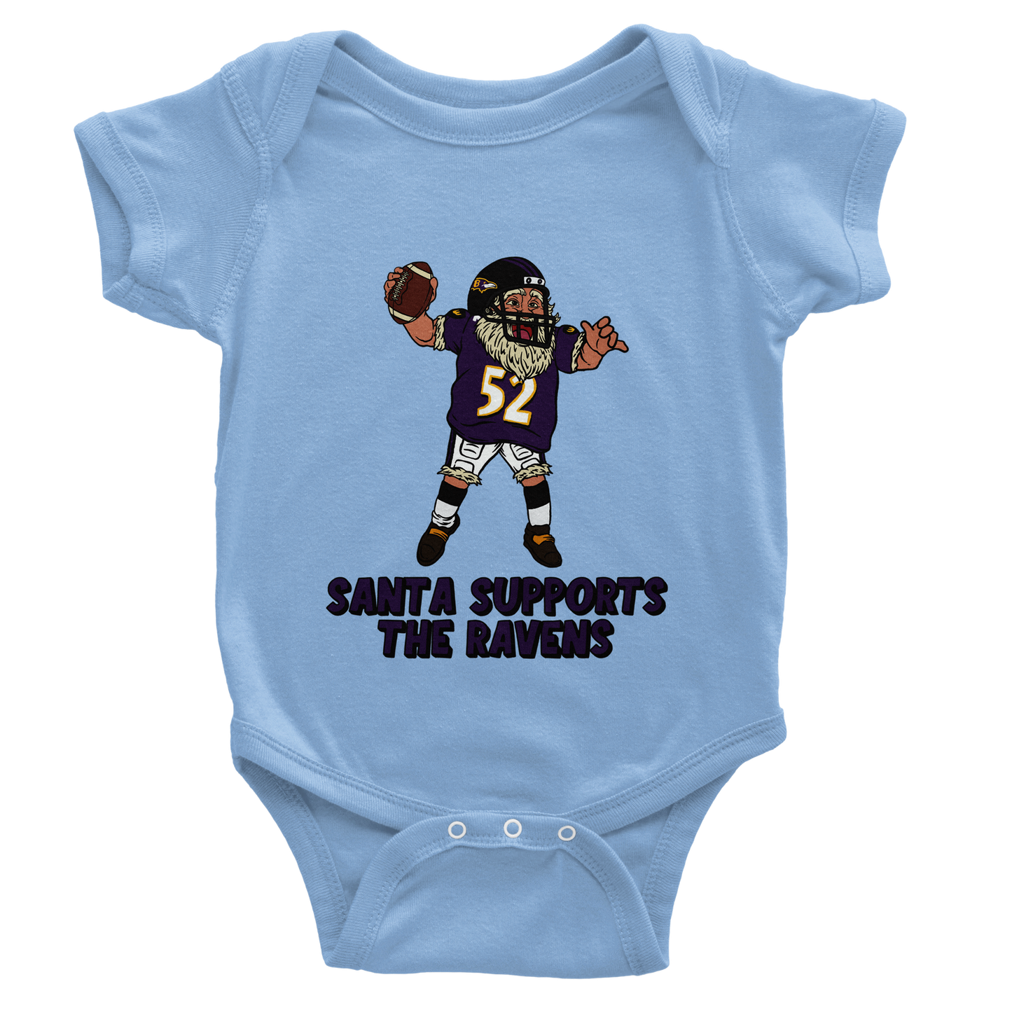 Baltimore Ravens Baby Short Sleeve Santa Bodysuit