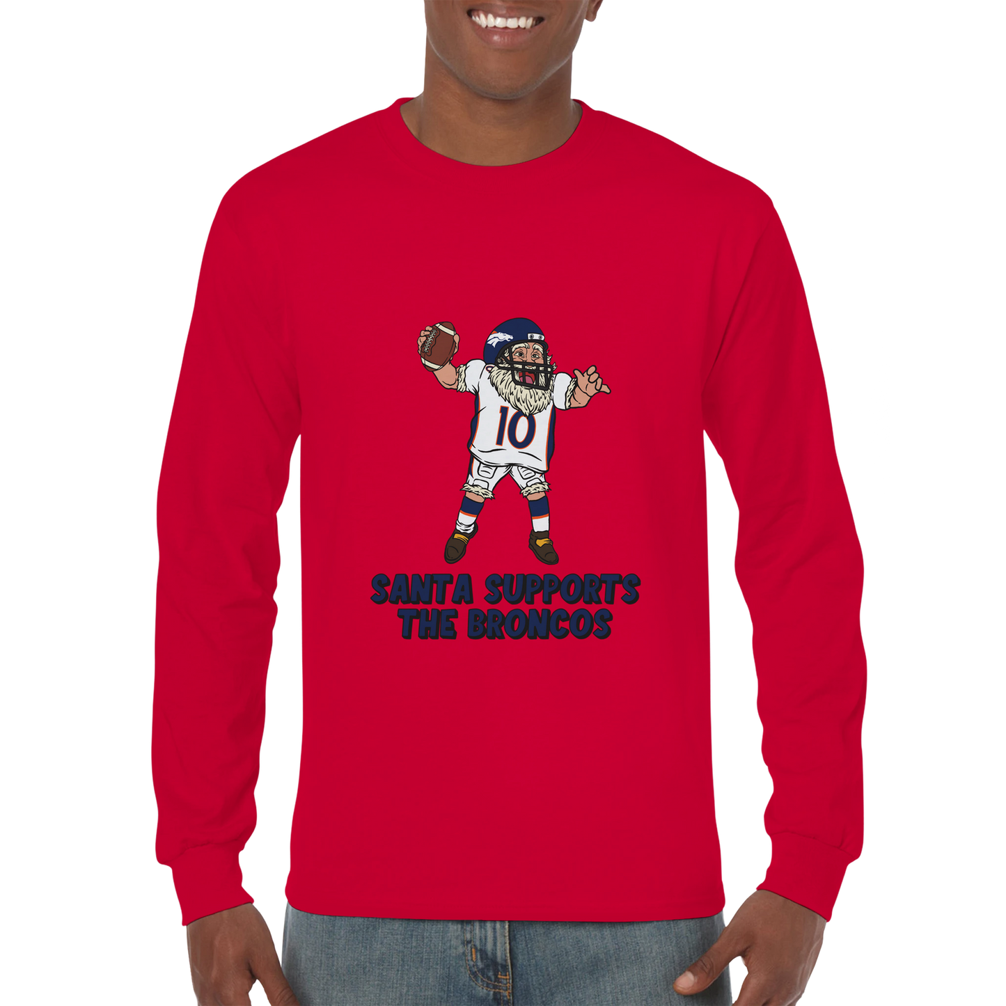 Denver Broncos Unisex Longsleeve Santa T-shirt