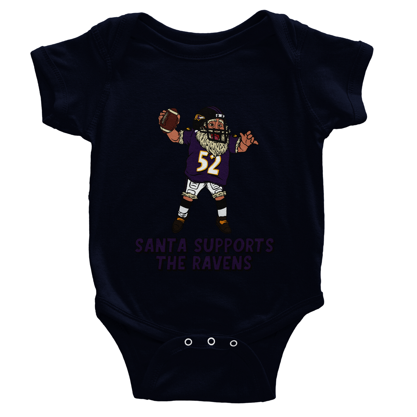 Baltimore Ravens Baby Short Sleeve Santa Bodysuit