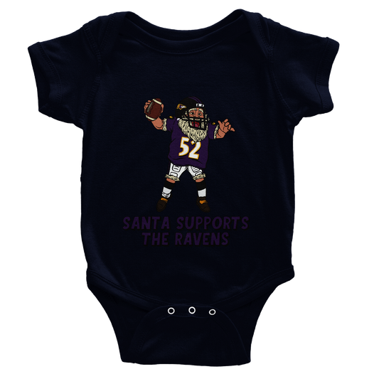 Baltimore Ravens Baby Short Sleeve Santa Bodysuit