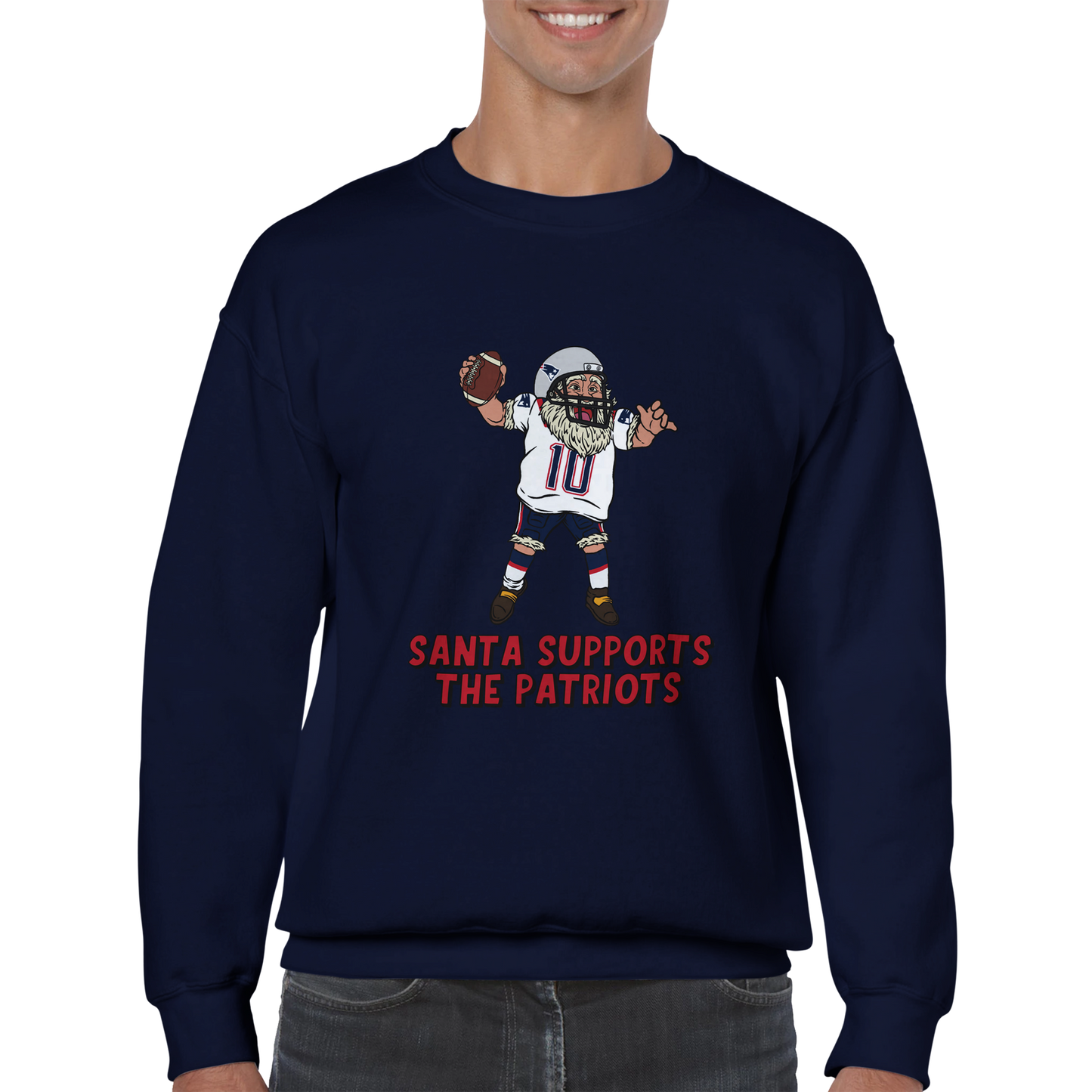 New England Patriots Unisex Crewneck Santa Sweatshirt