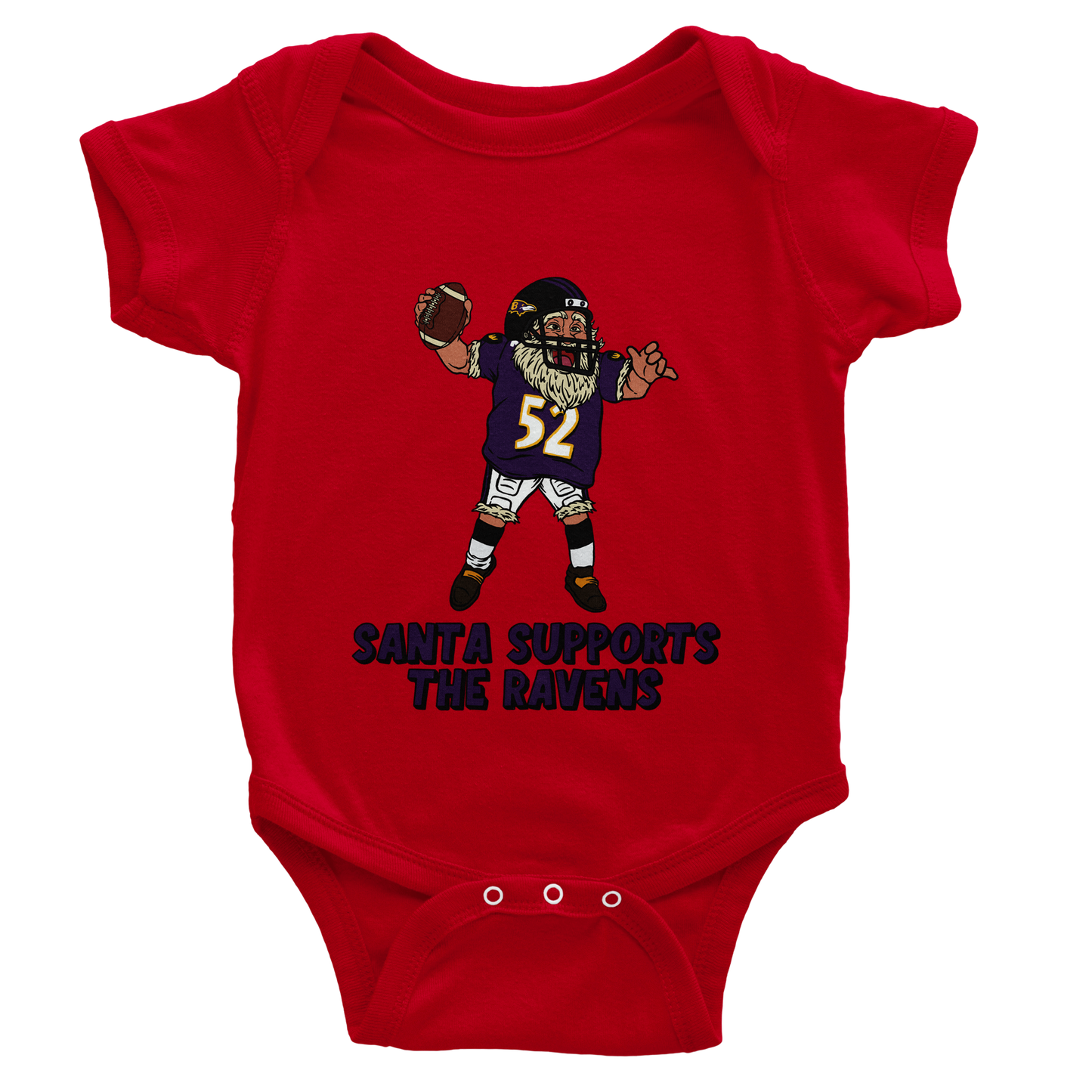 Baltimore Ravens Baby Short Sleeve Santa Bodysuit