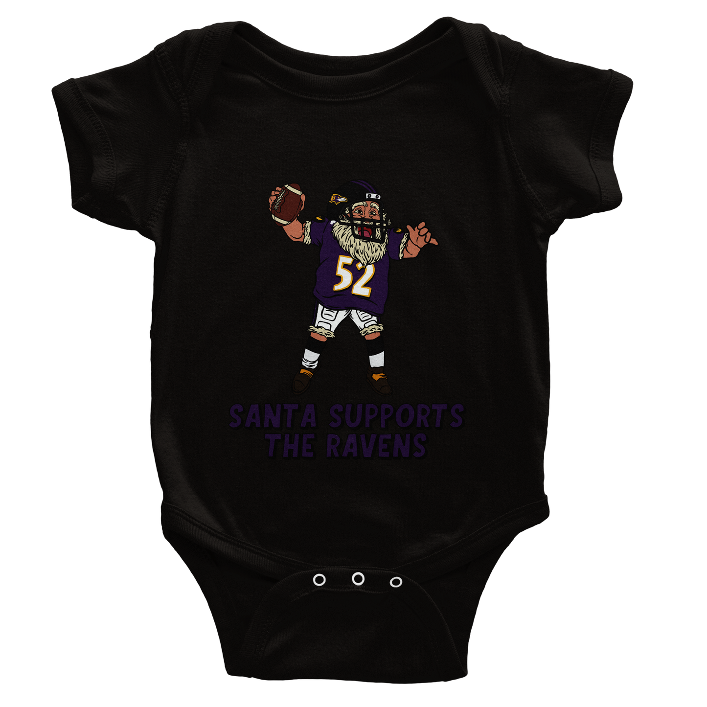 Baltimore Ravens Baby Short Sleeve Santa Bodysuit