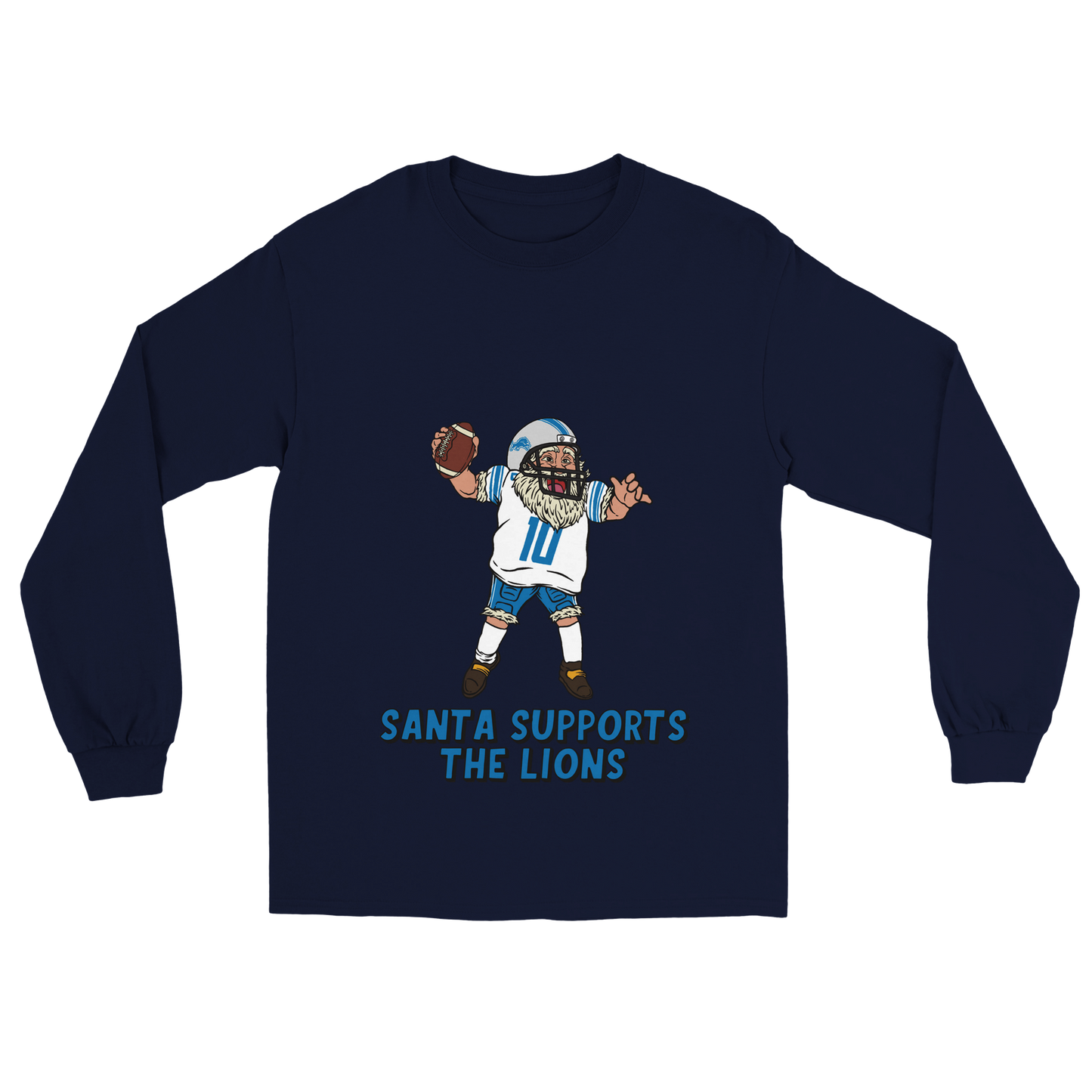 Detroit Lions Unisex Longsleeve Santa T-shirt