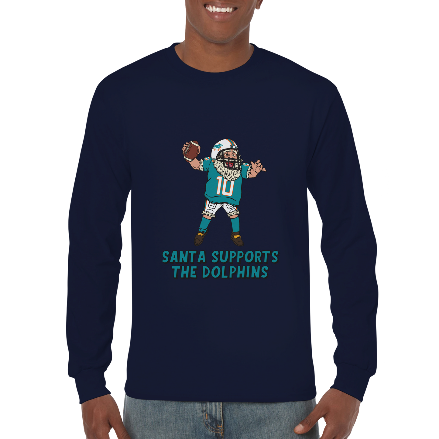 Miami Dolphins Unisex Longsleeve Santa T-shirt