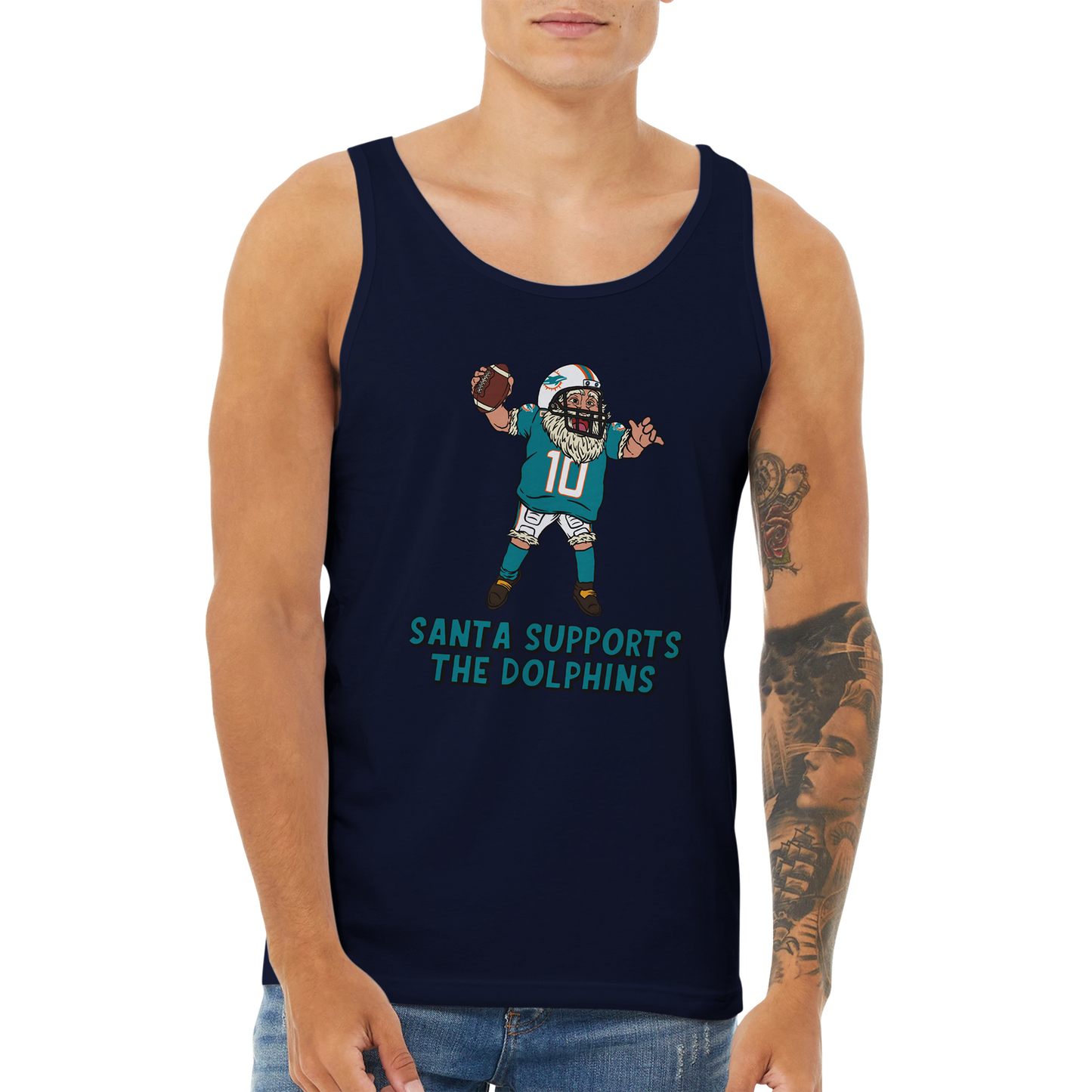 Miami Dolphins Unisex Santa Tank Top