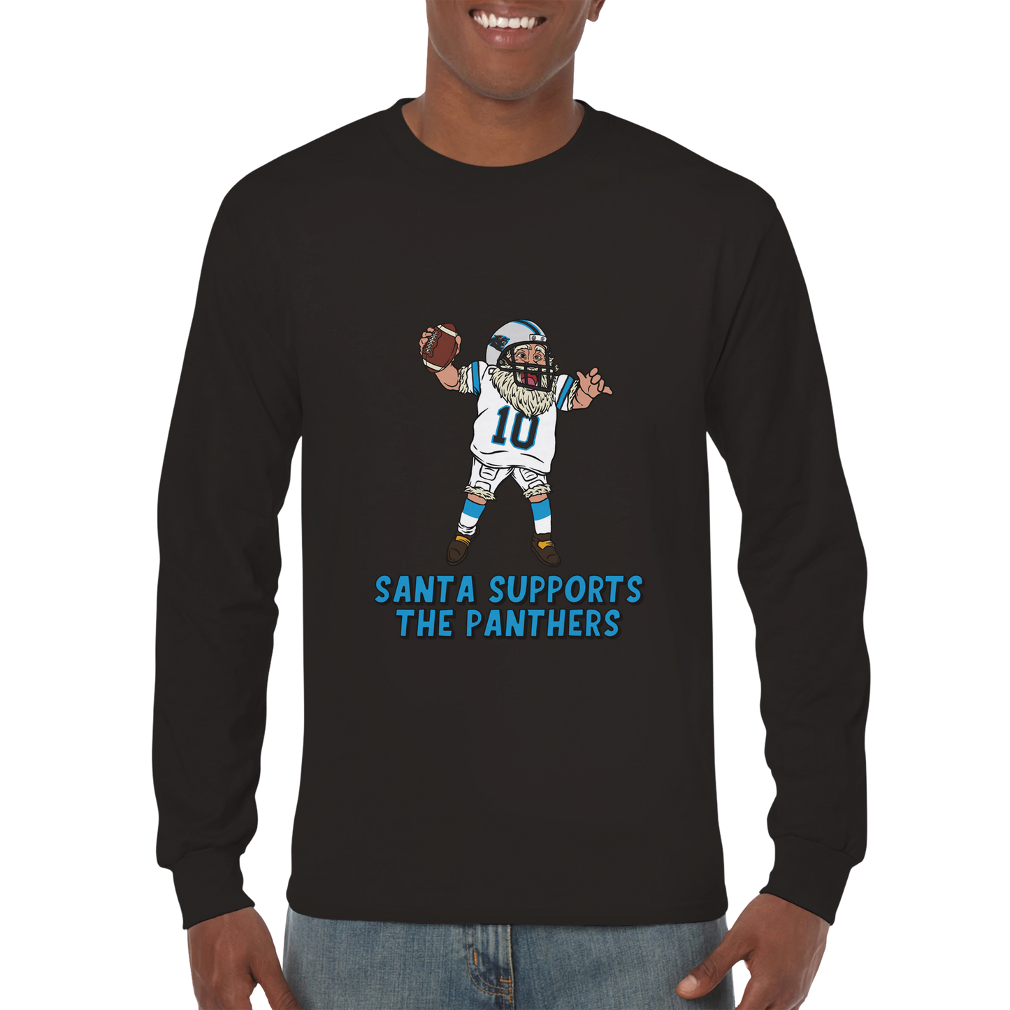 Carolina Panthers Unisex Longsleeve Santa T-shirt