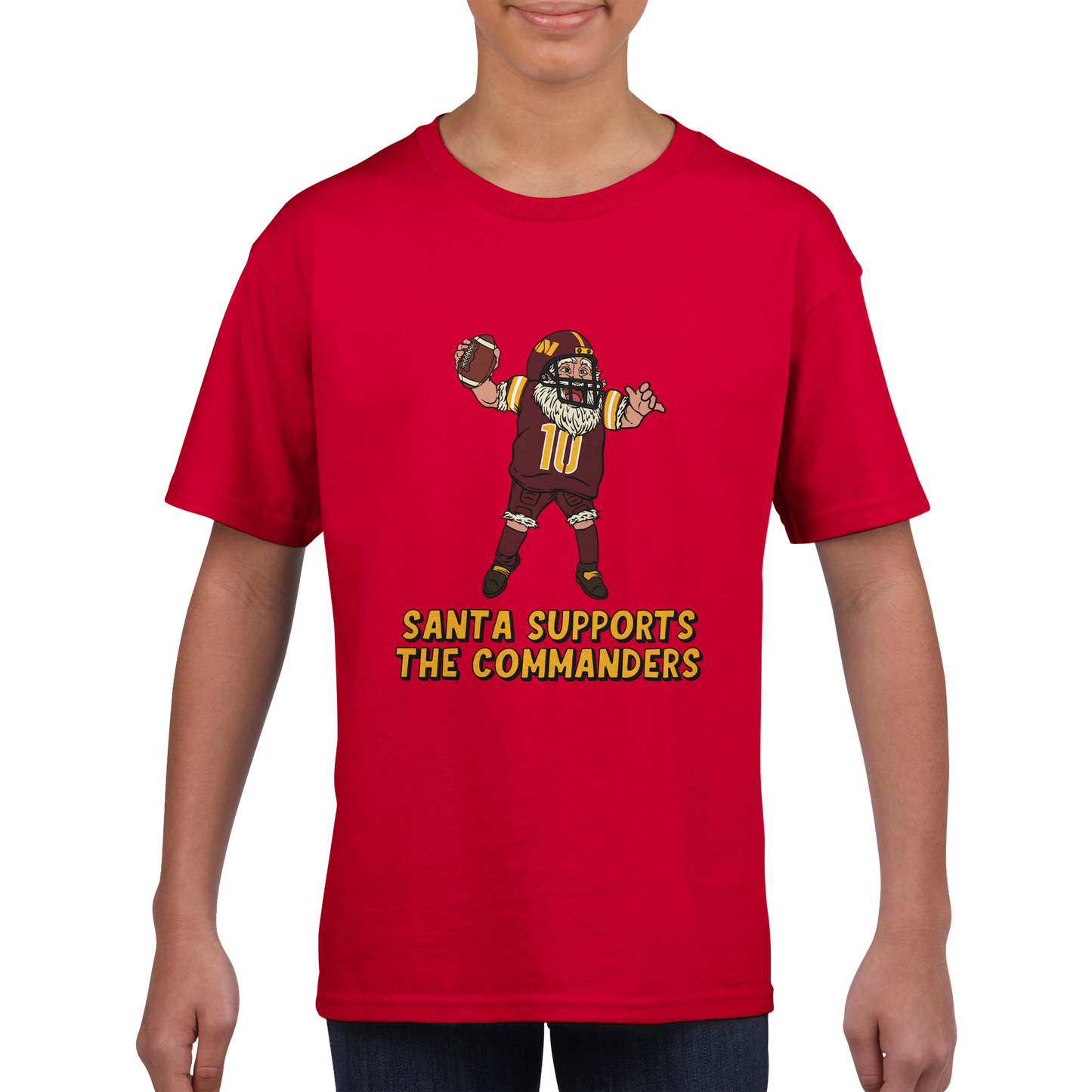 Washington Commanders Kids Crewneck Santa T-shirt