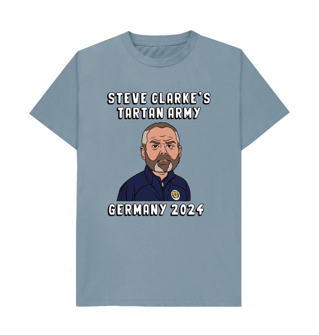 Stone Blue Scotland Euro 2024 Steve Clarke's Tartan Army Navy T-shirt