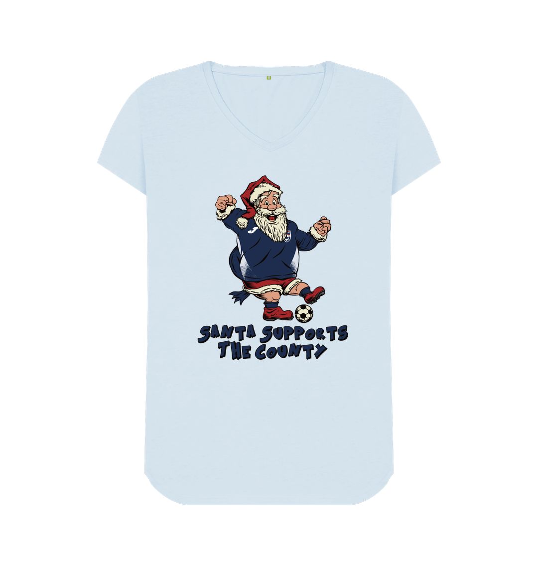 Sky Blue Ross County Women's V-neck Santa T-shirt