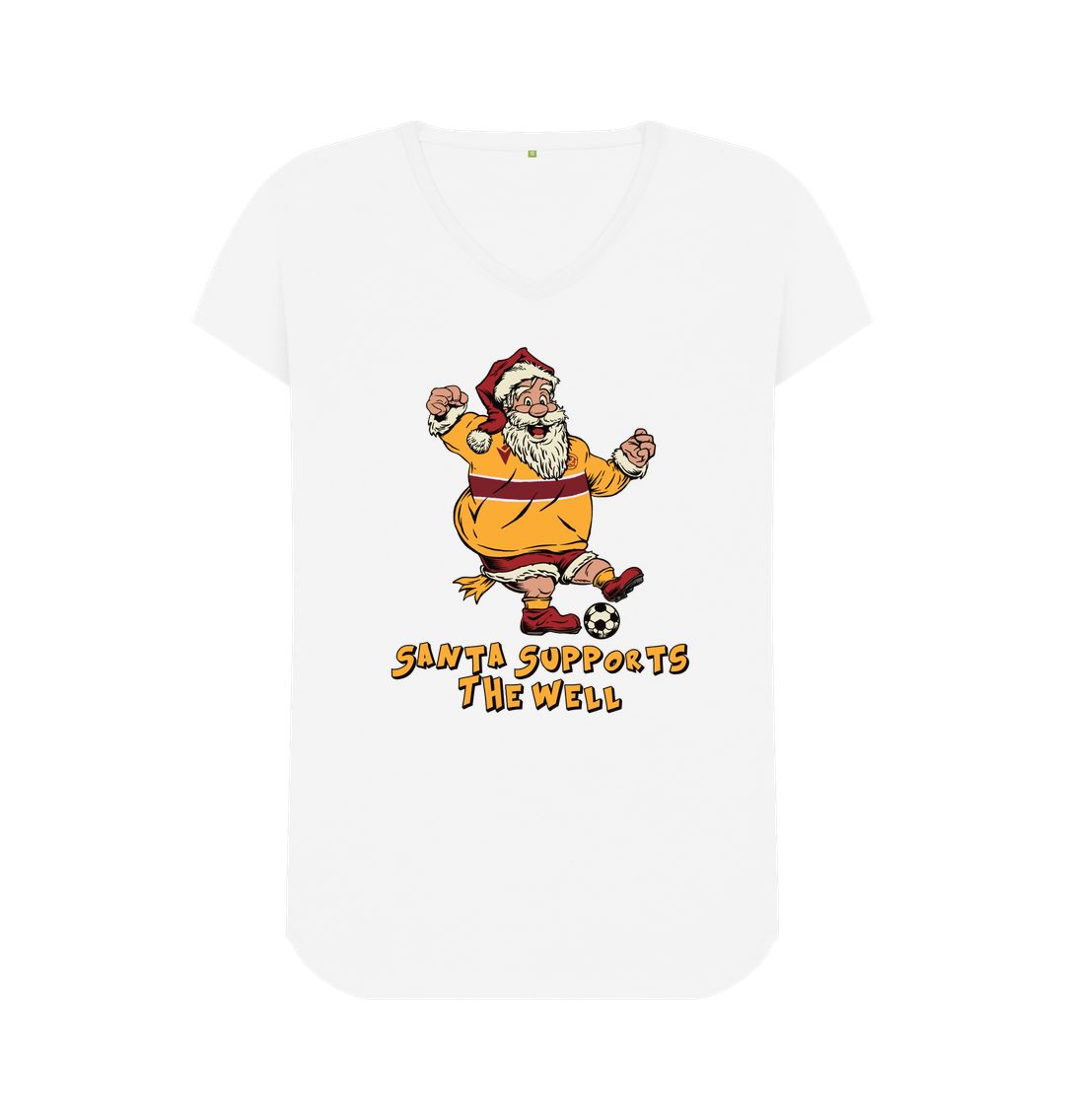 White Motherwell Women's V-neck Santa T-shirt