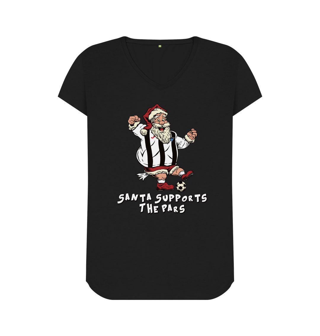 Black Dunfermline Women's Santa V-neck T-shirt