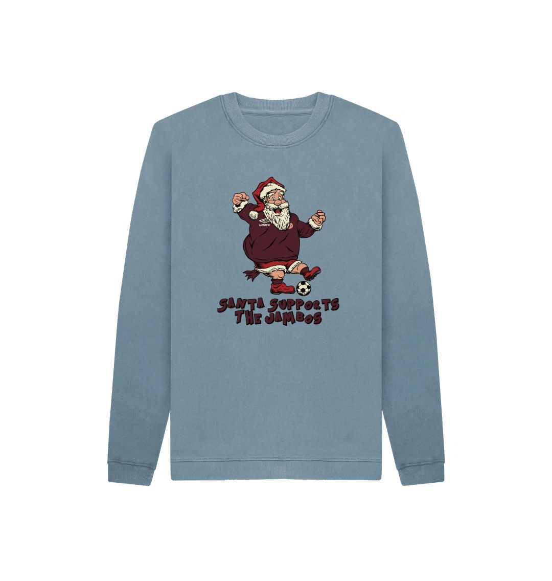 Stone Blue Hearts Kids Santa Jumper