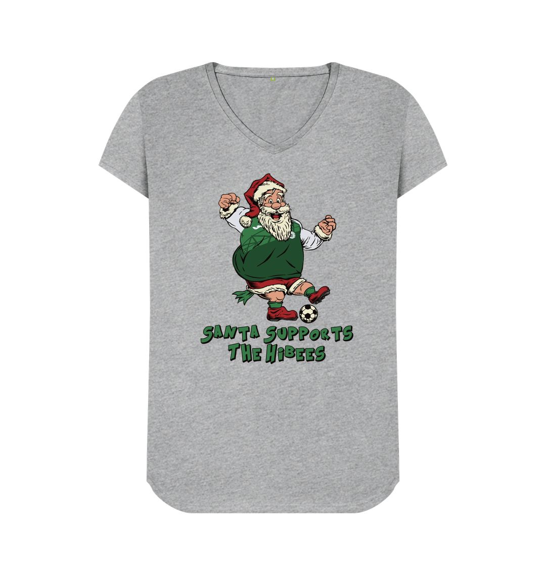 Athletic Grey Hibernian Women's V-neck Santa T-shirt