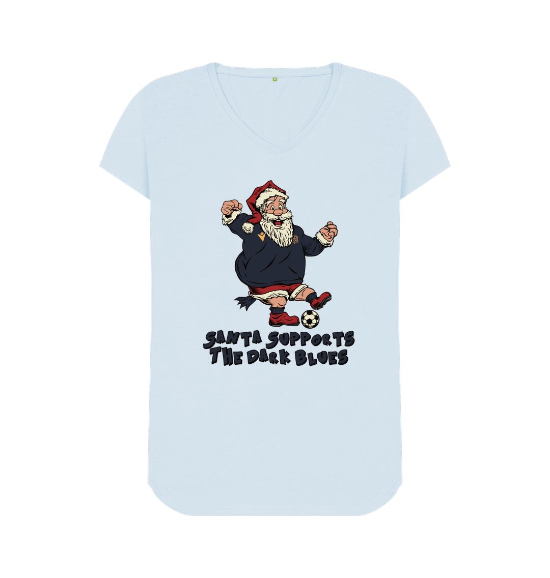 Sky Blue Dundee FC Women's V-neck Santa T-shirt