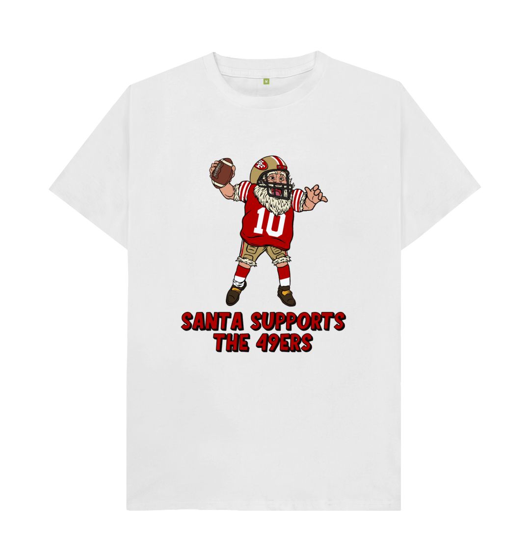 White San Franscisco 49ers Women's Crew Neck Santa T-shirt