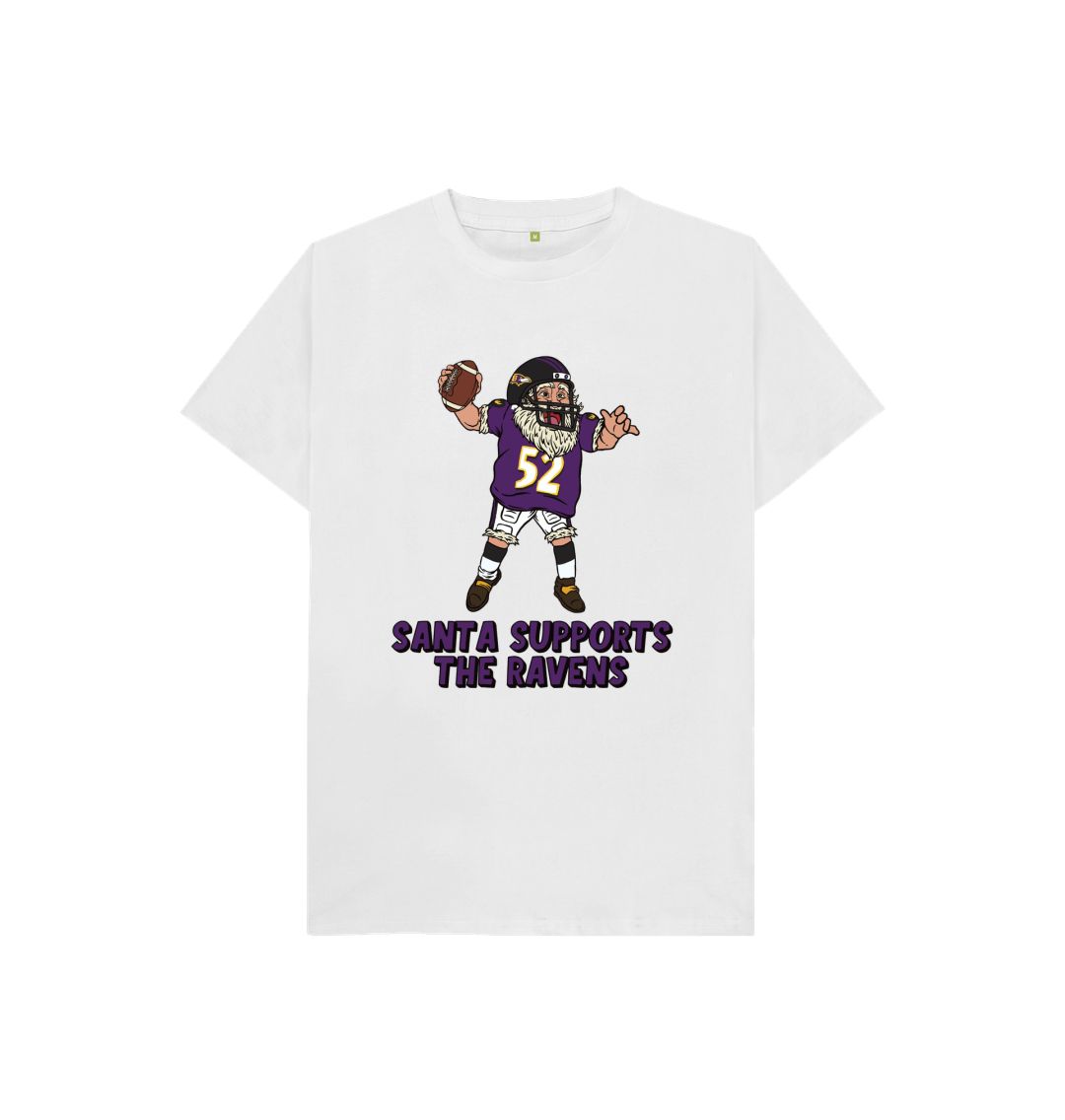 White Baltimore Ravens Kids Santa T-shirt