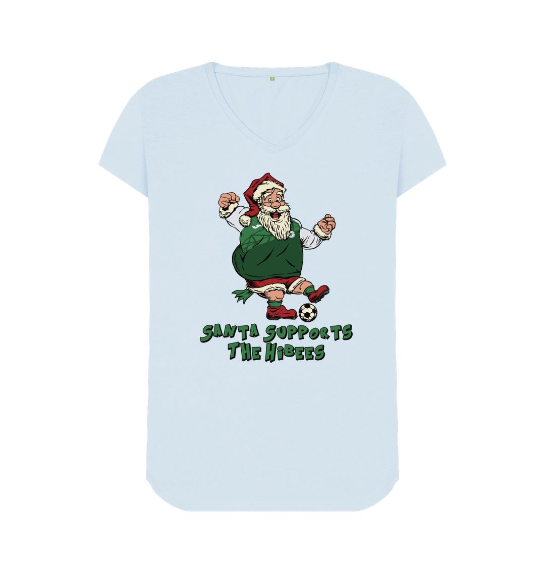 Sky Blue Hibernian Women's V-neck Santa T-shirt