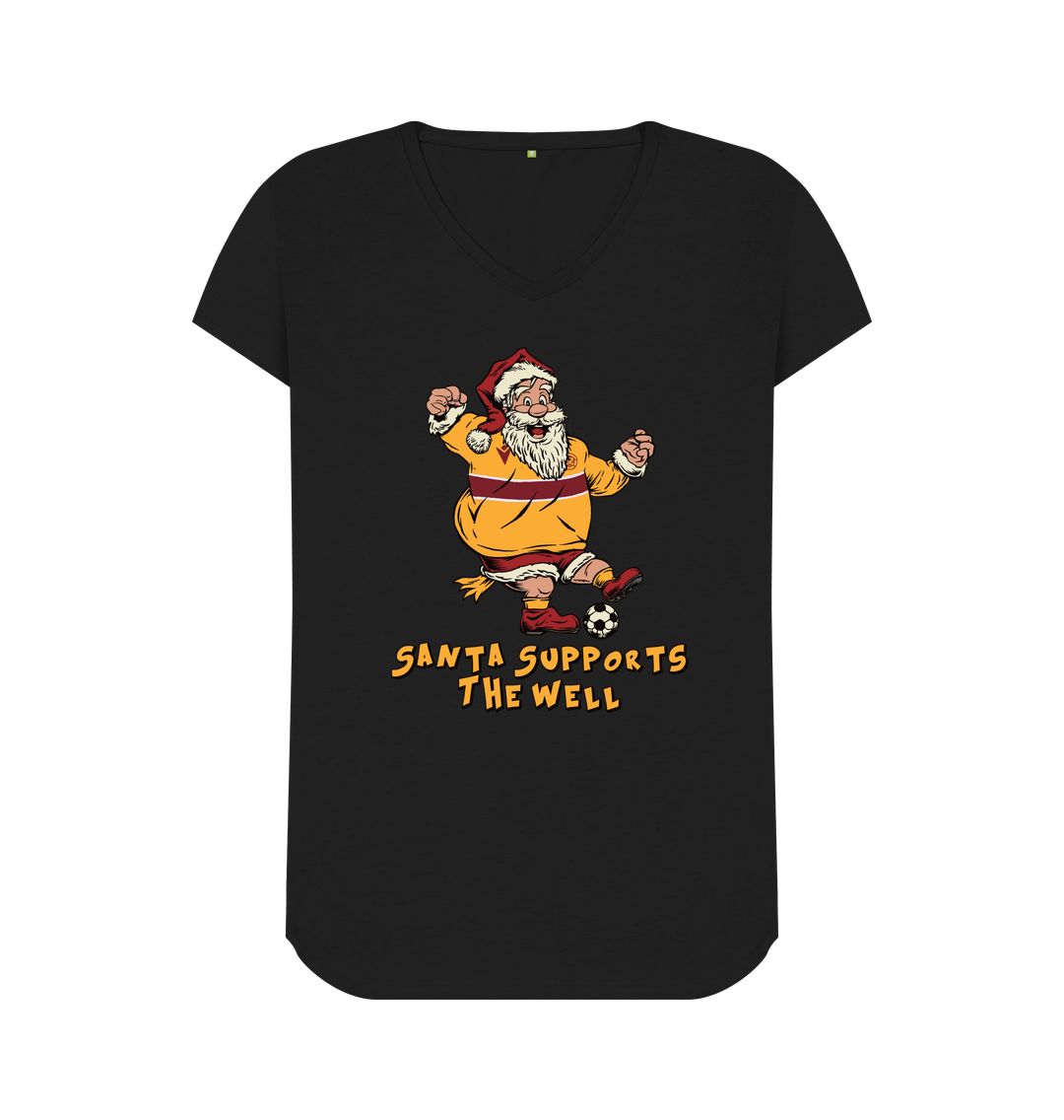 Black Motherwell Women's V-neck Santa T-shirt